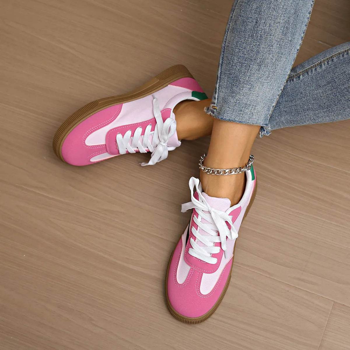 Round Toe Lace Up Sneakers - Tredona LLC