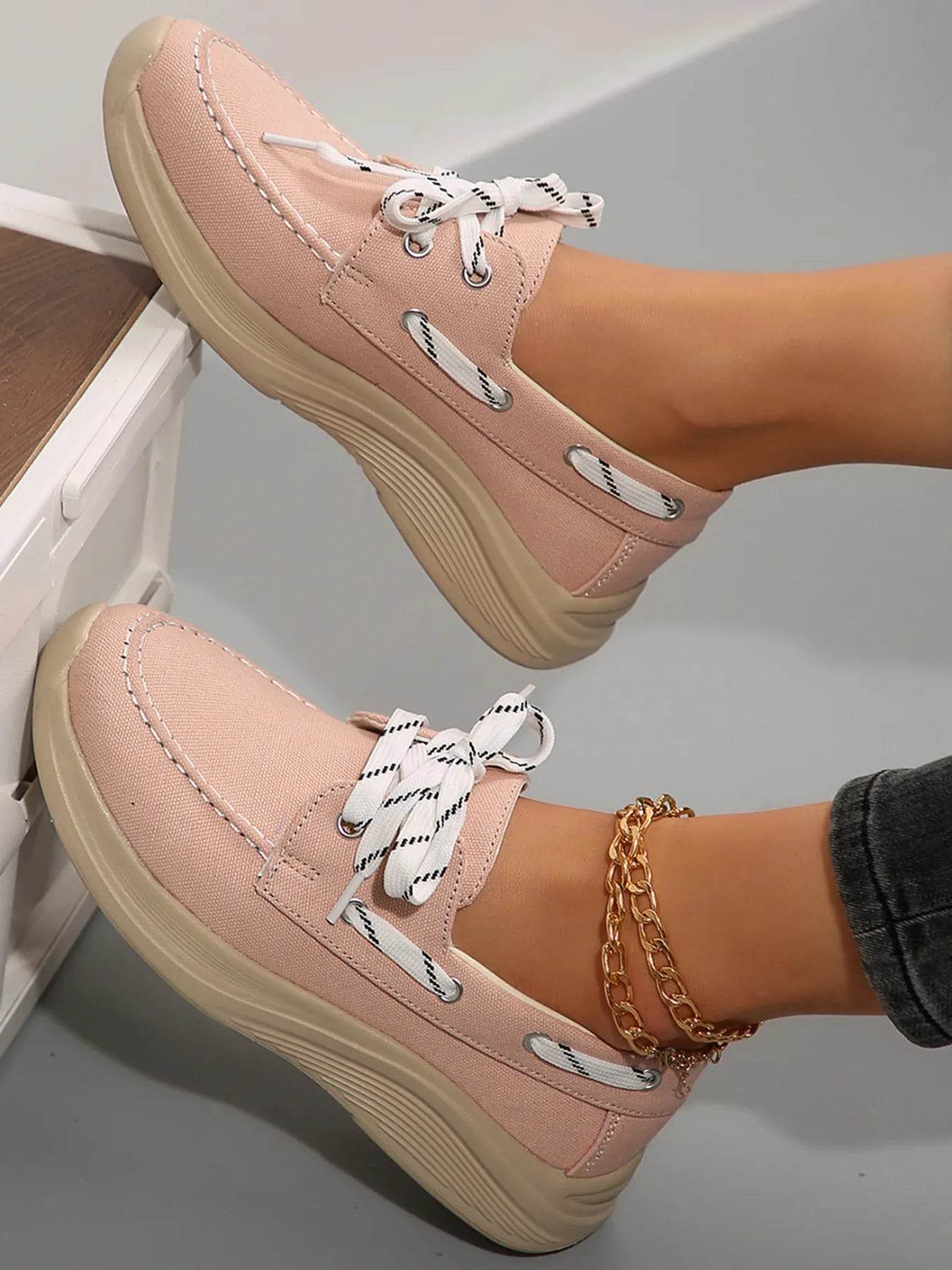 Lace Up Round Toe Sneakers - Tredona LLC