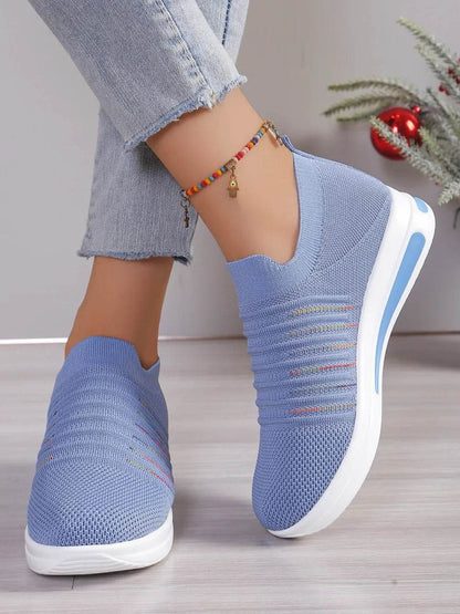 Breathable Mesh Wedge Sneakers - Tredona LLC