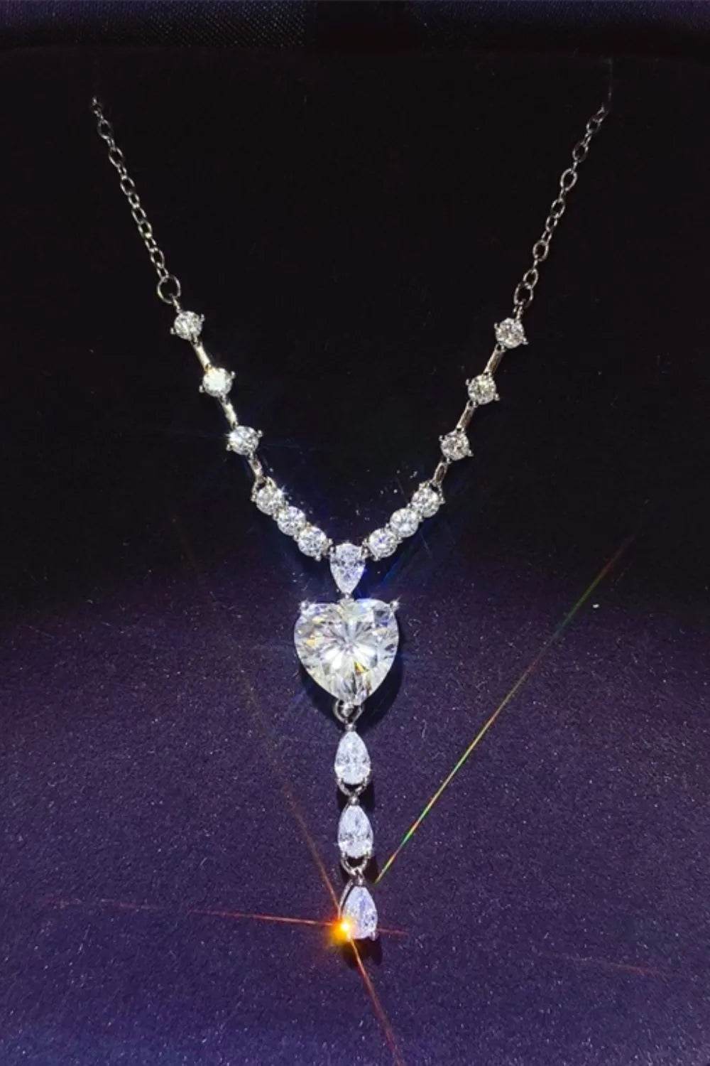 3 Carat Moissanite 925 Sterling Silver Drop Necklace - Tredona LLC