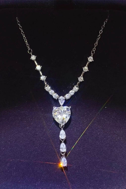3 Carat Moissanite 925 Sterling Silver Drop Necklace - Tredona LLC