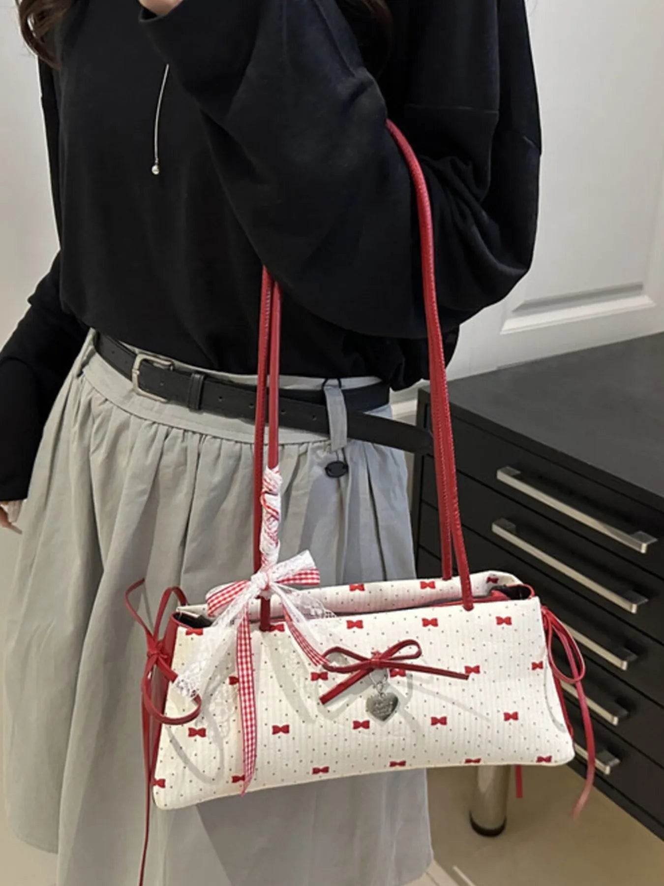 Bow Print Shoulder Bag - Tredona LLC
