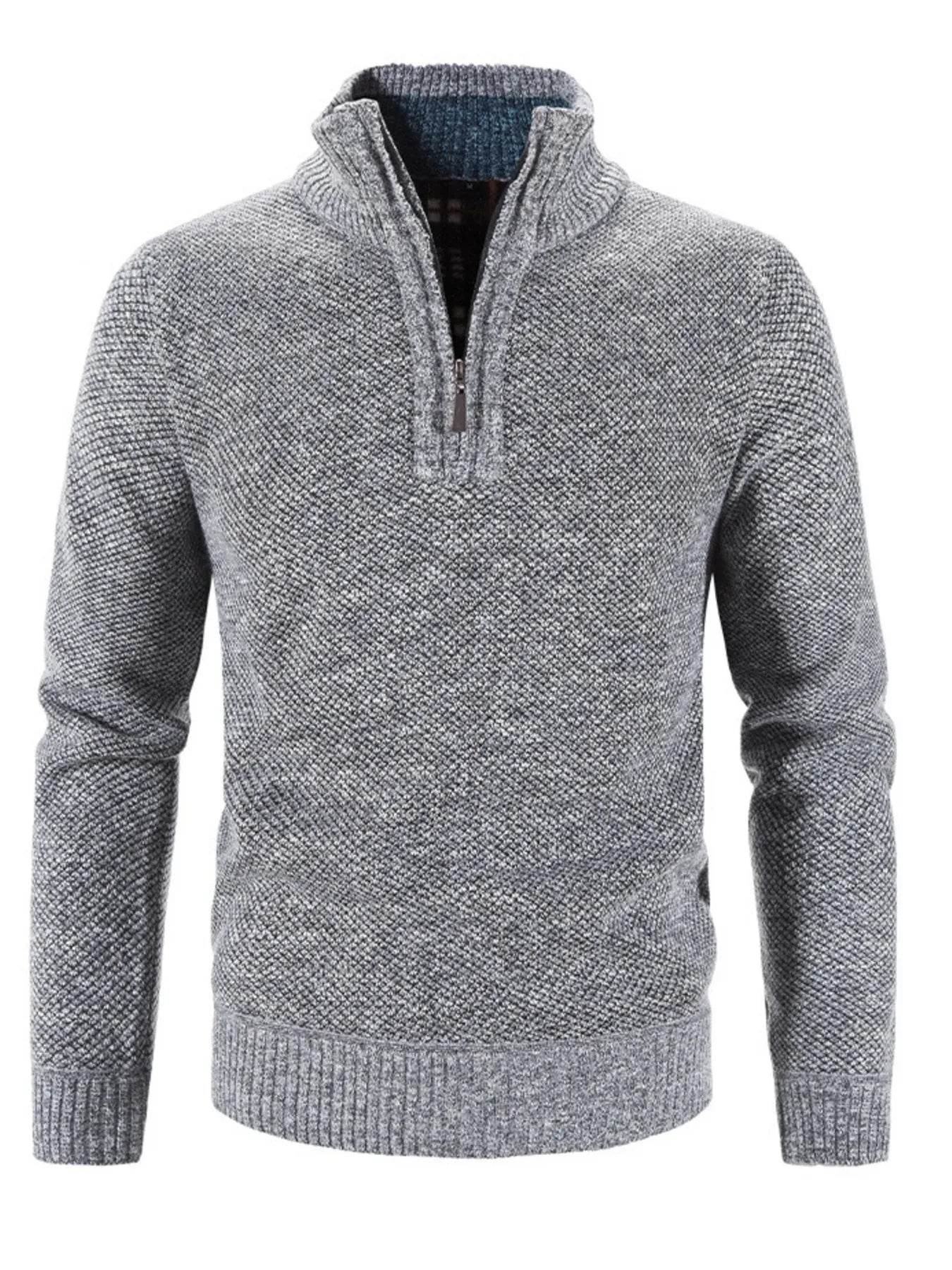Men's Plus Size Quarter Zip Long Sleeve Sweater - Tredona LLC
