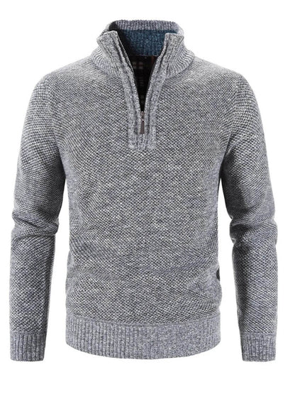 Men's Plus Size Quarter Zip Long Sleeve Sweater - Tredona LLC