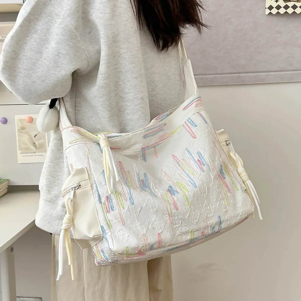 Contrast Texture Shoulder Bag - Tredona LLC