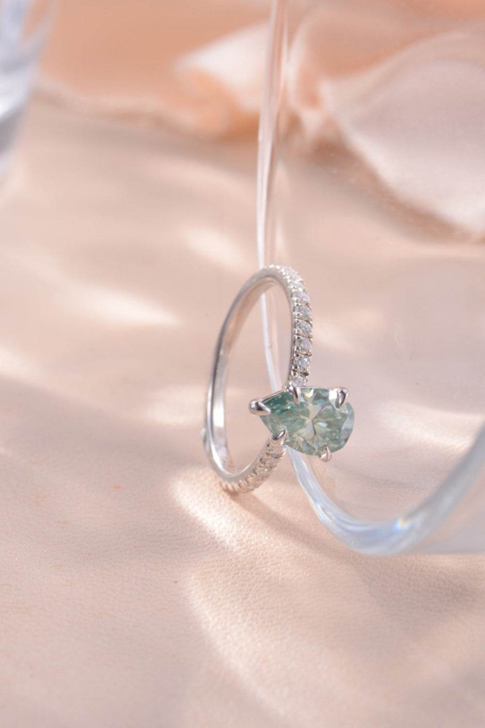 1.5 Carat Teardrop Shape Moissanite 925 Sterling Silver Ring - Tredona LLC