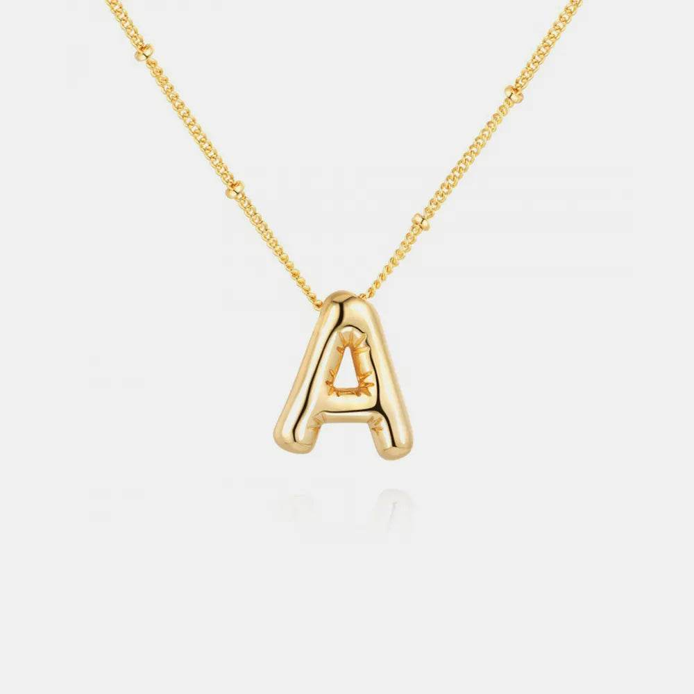 Gold-Plated Bubble Initial Necklace - Tredona LLC