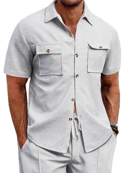 Men's Full Size Button Down Short Sleeve Shirt Plus Size - Tredona LLC