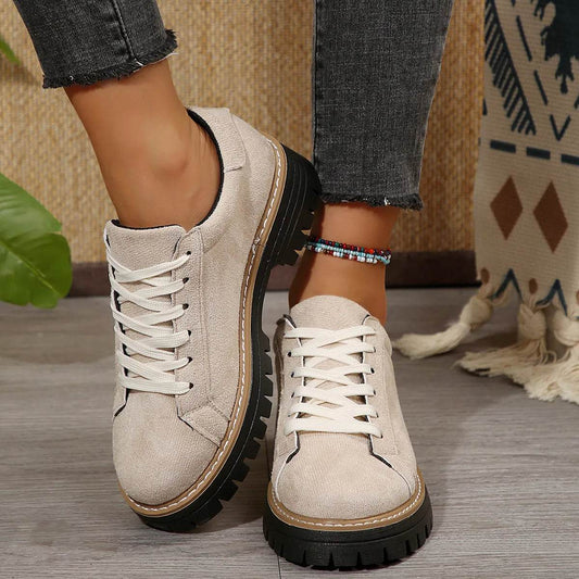 Lace Up Round Toe Platform Sneakers - Tredona LLC