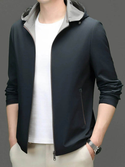 Men's Plus Size Zip Up Long Sleeve Hooded Jacket - Tredona LLC