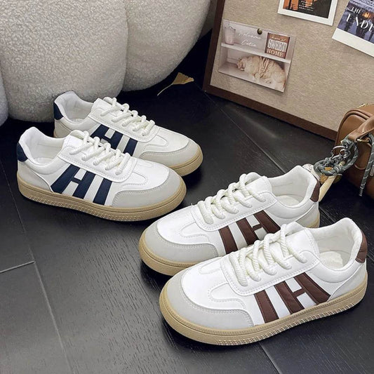 Contrast Round Toe Platform Sneakers - Tredona LLC
