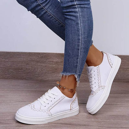 Lace-Up Suedette Flat Sneakers - Tredona LLC
