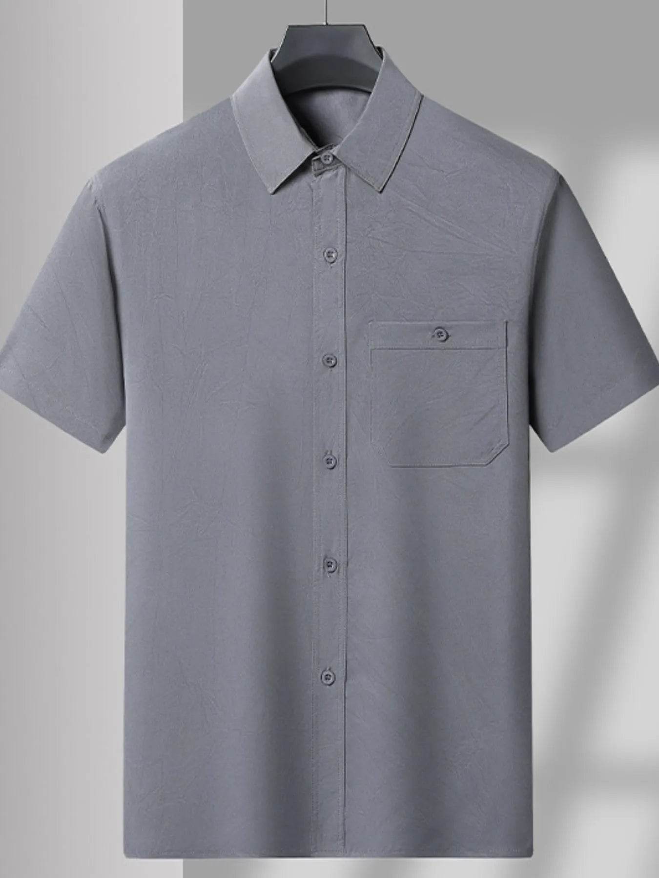 Men's Plus Size Button Up Short Sleeve Shirt and Pants Set - Tredona LLC