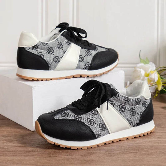 Floral Round Toe Flat Sneakers - Tredona LLC