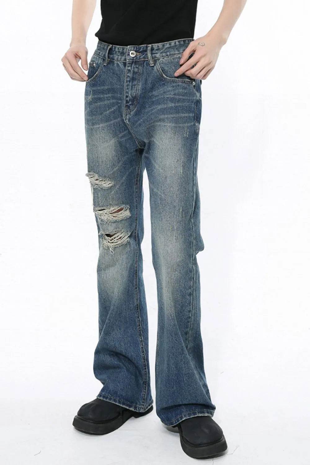 Men's Distressed Bootcut Jeans - Tredona LLC