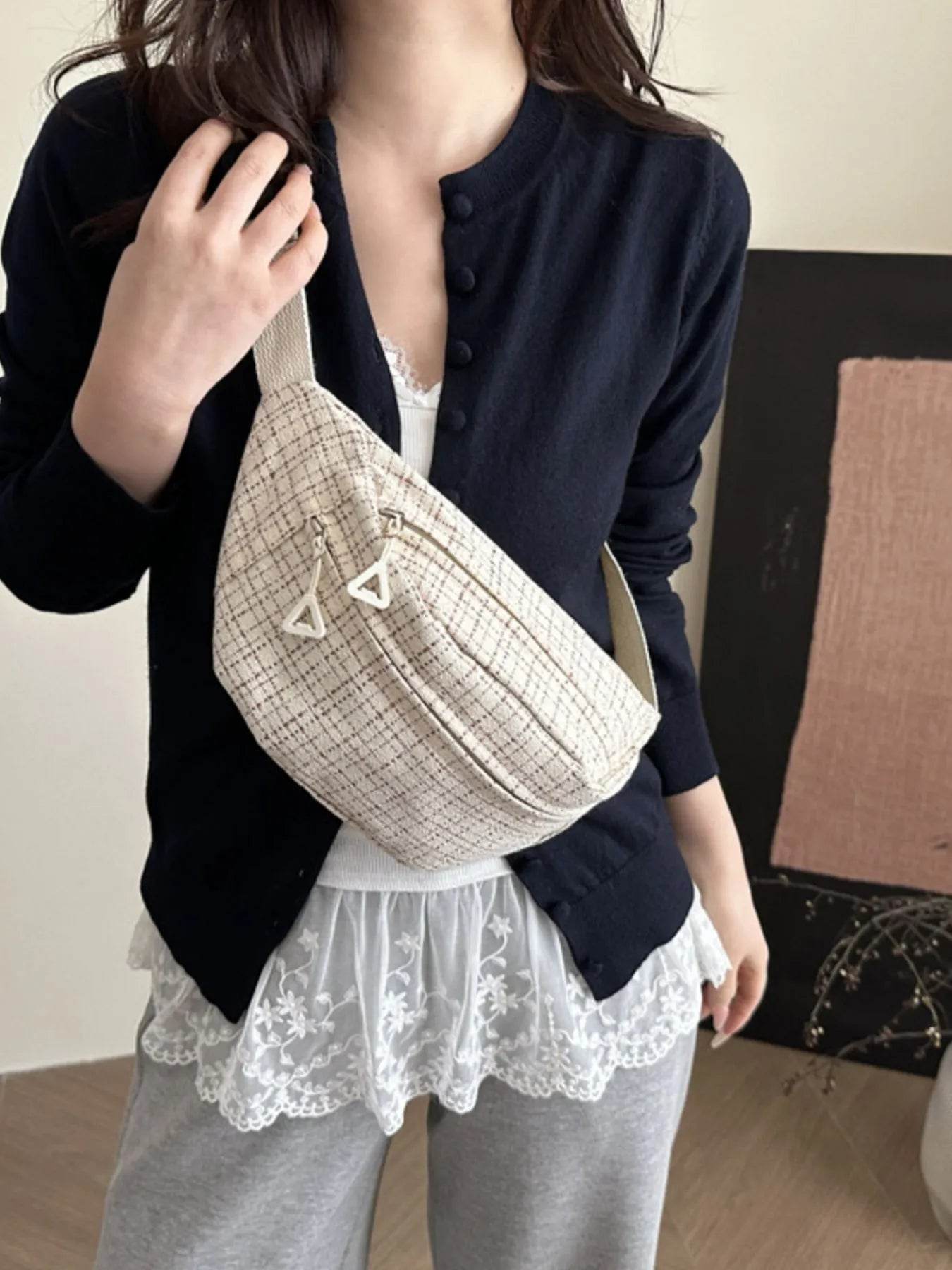 Plaid Pattern Crossbody Bag - Tredona LLC