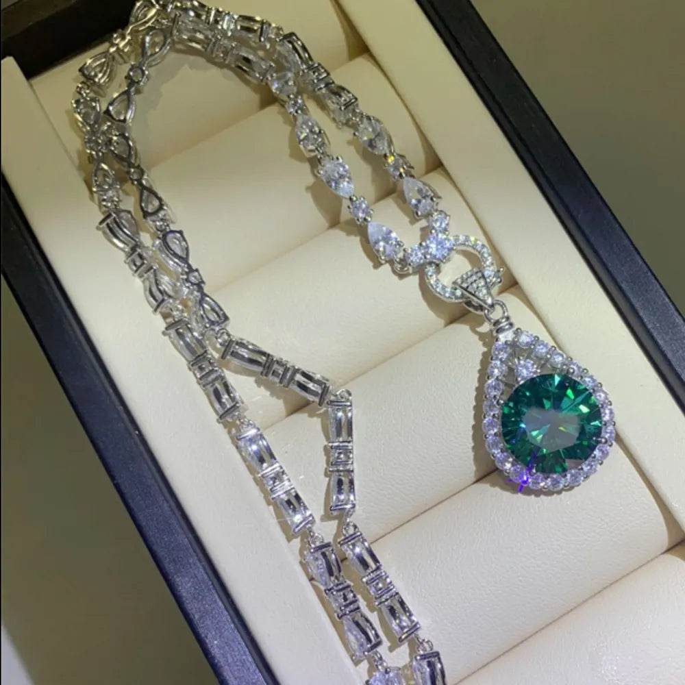 10 Carat Moissanite 925 Sterling Silver Teardrop Shape Necklace - Tredona LLC