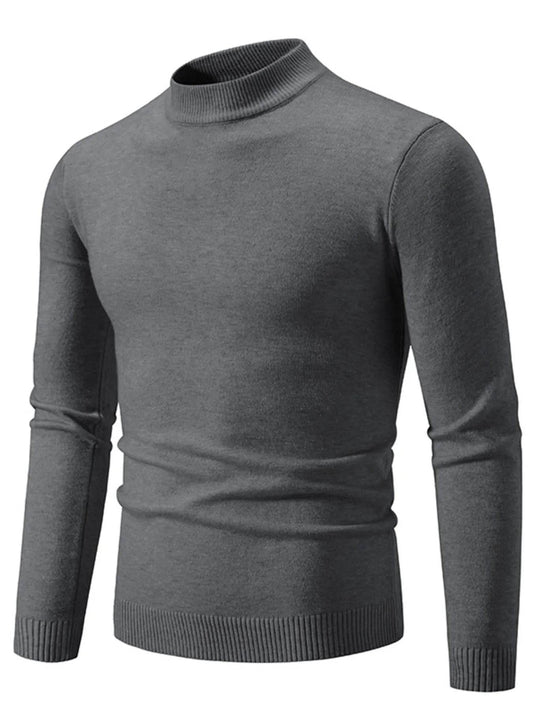 Men's Plus Size Ribbed Hem Mock Neck Long Sleeve Sweater - Tredona LLC