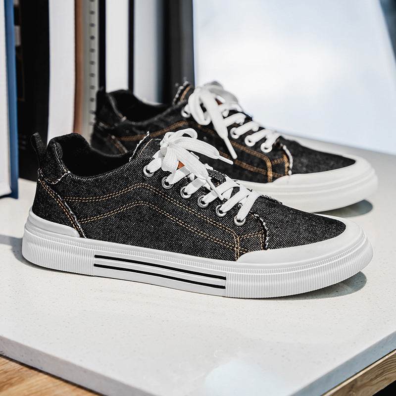 Men's Korean-style Fashion Plus Size Low-top Casual Denim All-matching Sneakers - Tredona LLC
