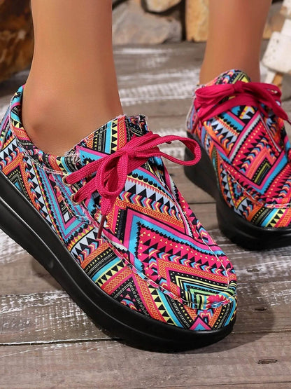 Graffiti Print Platform Sneakers - Tredona LLC