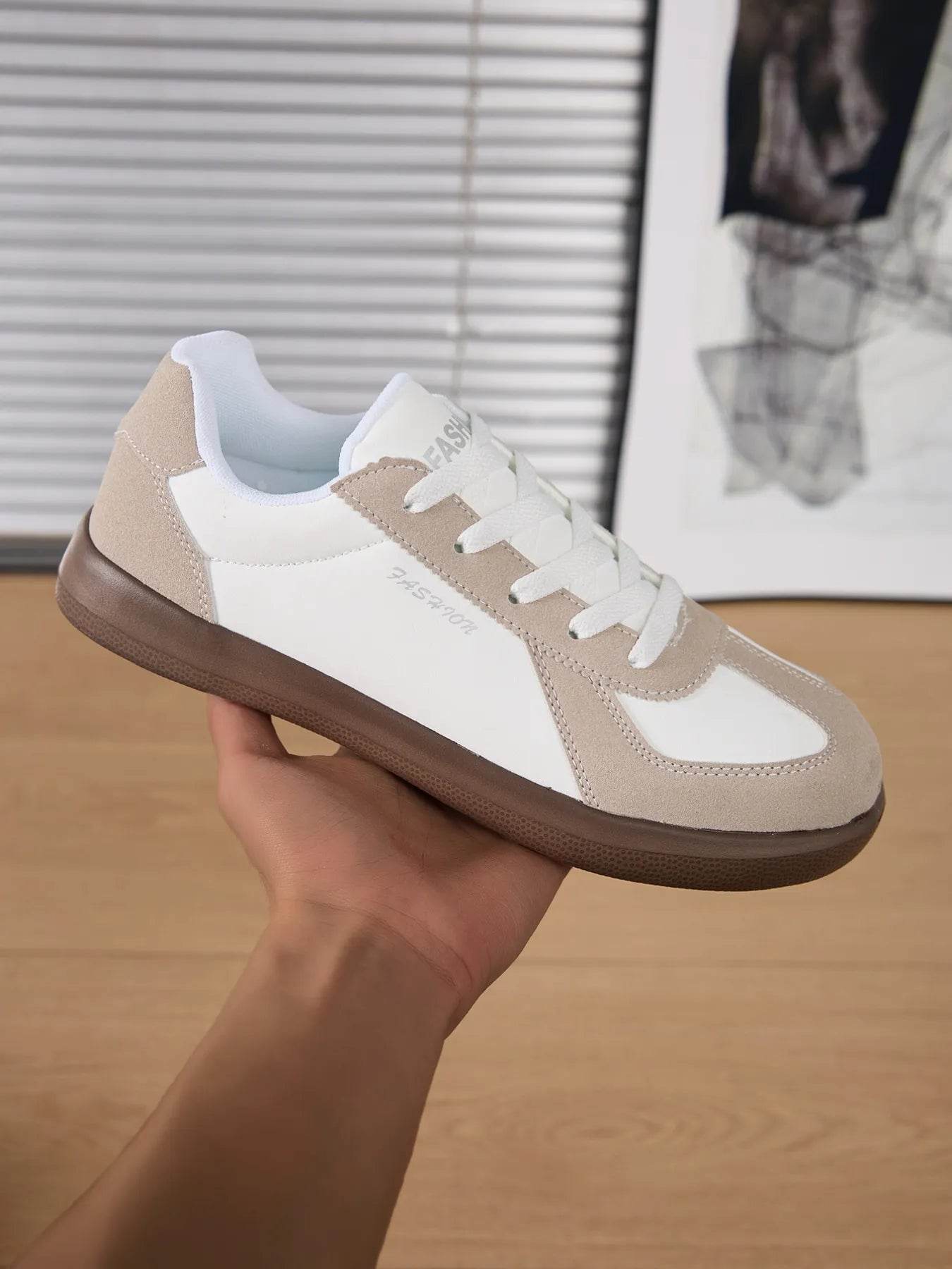 Contrast Lace-Up Casual Sneakers - Tredona LLC
