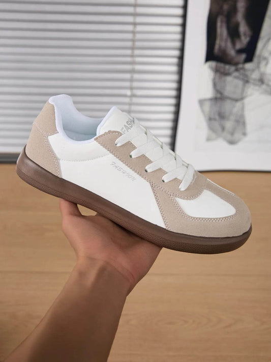 Contrast Lace-Up Casual Sneakers - Tredona LLC