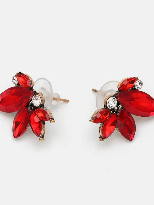 Alloy Rhinestone Flower Stud Earrings - Tredona LLC
