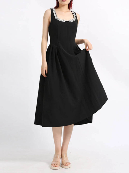 Flower Scoop Neck Sleeveless Dress - Tredona LLC
