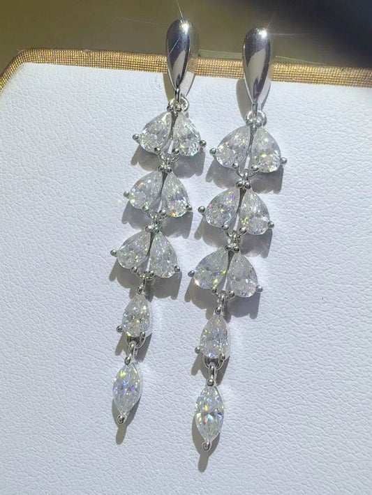 6 Carat Moissanite 925 Sterling Silver Bar Earrings - Tredona LLC