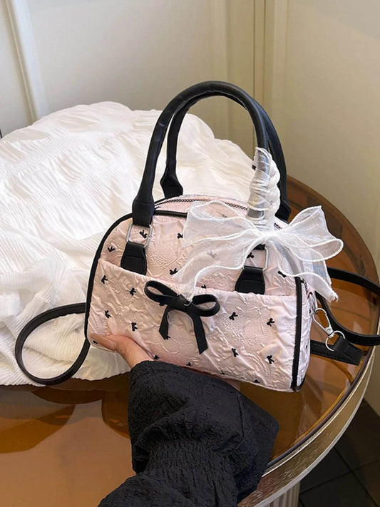 Ruched Bow Crossbody Bag - Tredona LLC
