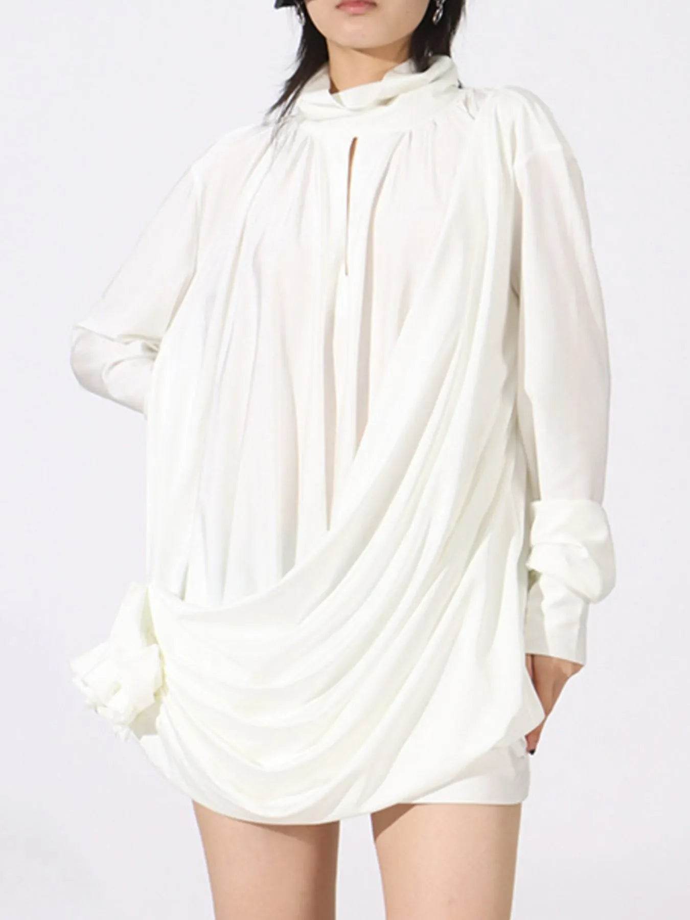 Ruched Long Sleeve Mini Dress - Tredona LLC