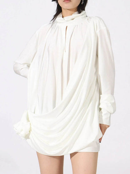 Ruched Long Sleeve Mini Dress - Tredona LLC