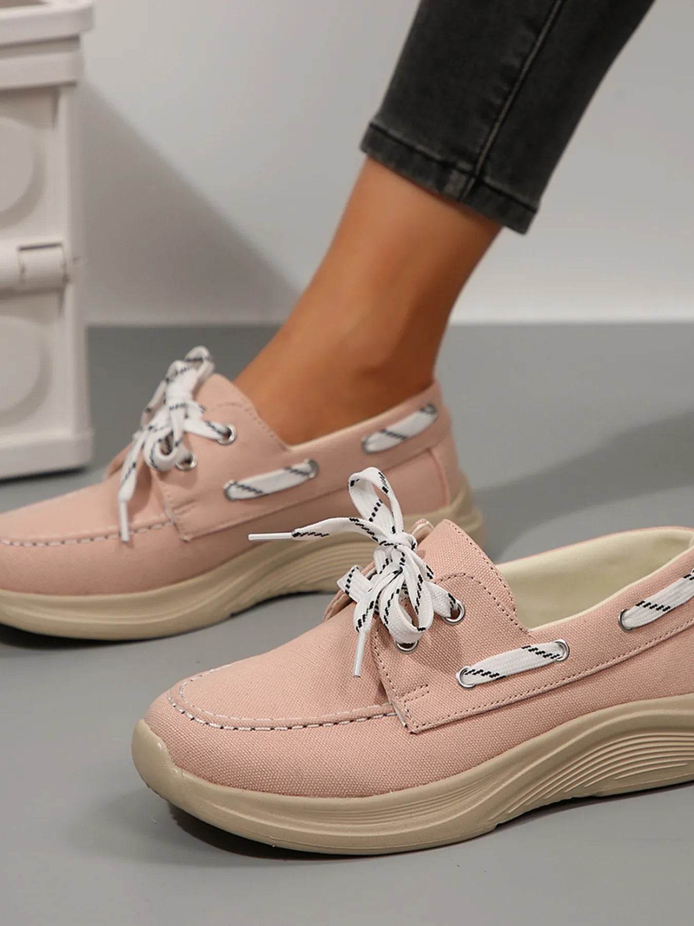 Lace Up Round Toe Sneakers - Tredona LLC