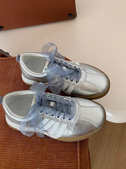 Striped Lace Up Sneakers - Tredona LLC