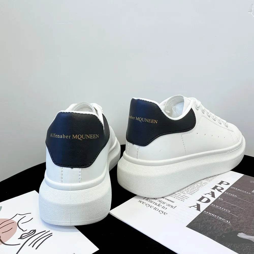 PU Leather Lace Up Round Toe Platform Sneakers - Tredona LLC