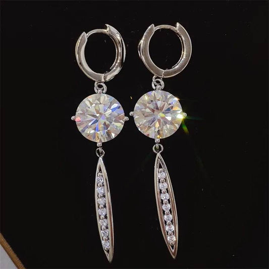 10 Carat Moissanite 925 Sterling Silver Earrings - Tredona LLC