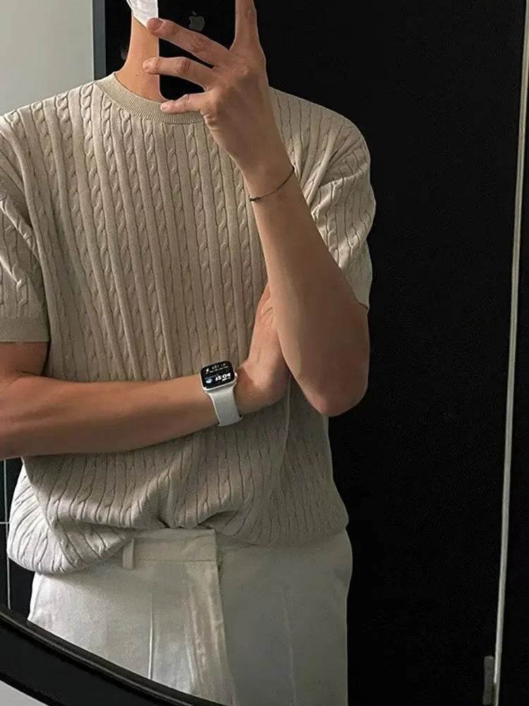 Men's Full Size Round Neck Short Sleeve Knit Top Plus Size - Tredona LLC