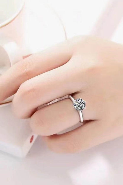 Adored 925 Sterling Silver 3 Carat Moissanite 6-Prong Ring - Tredona LLC