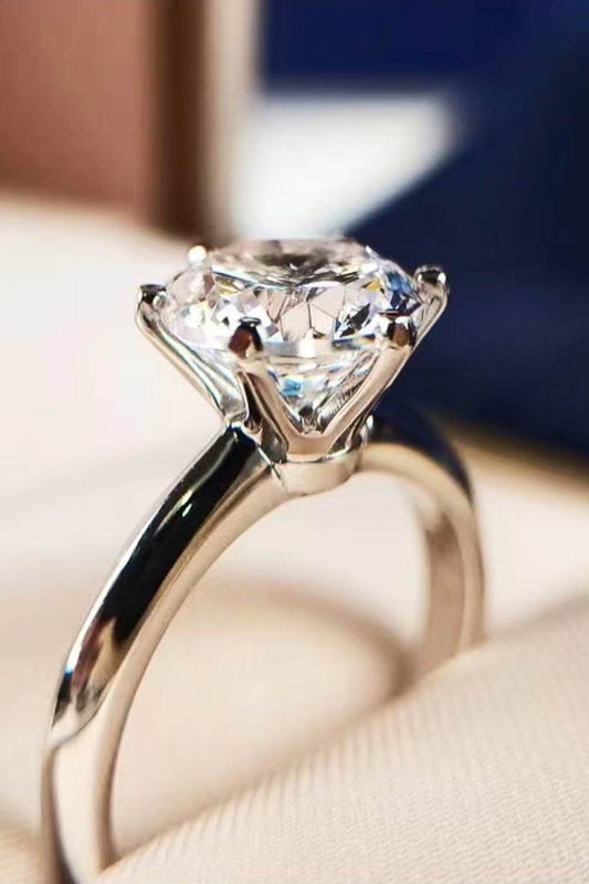 Adored 925 Sterling Silver 3 Carat Moissanite 6-Prong Ring - Tredona LLC
