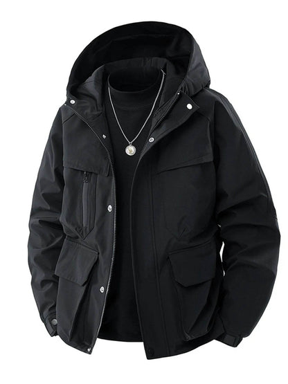 Men's Full Size Zip Up Long Sleeve Hooded Jacket Plus Size - Tredona LLC