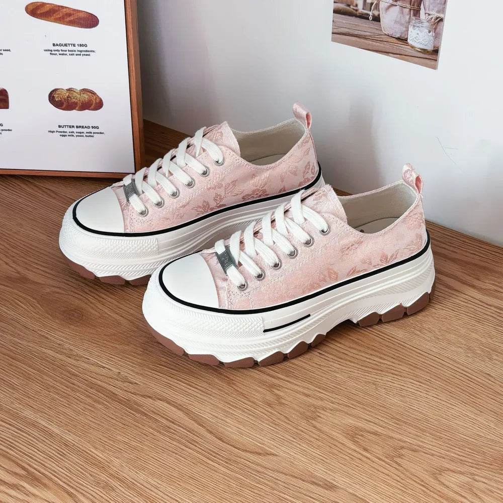 Lace-Up Canvas Platform Sneakers - Tredona LLC