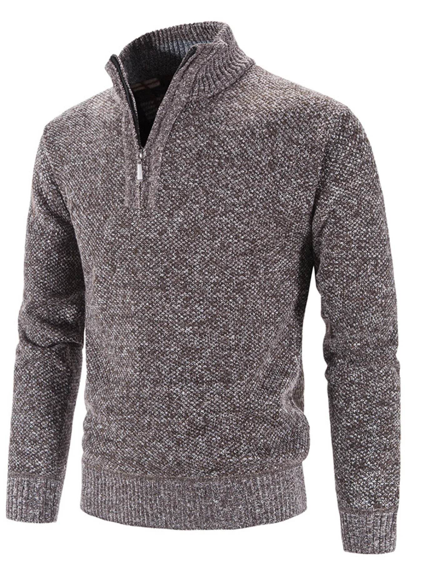 Men's Plus Size Quarter Zip Long Sleeve Sweater - Tredona LLC