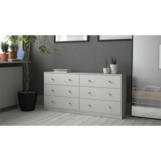Portland Contemporary 6 Drawer Dresser Adult Storage Unit Scandinavian Design Bedroom Organizer Smooth Glides Assembly Required
