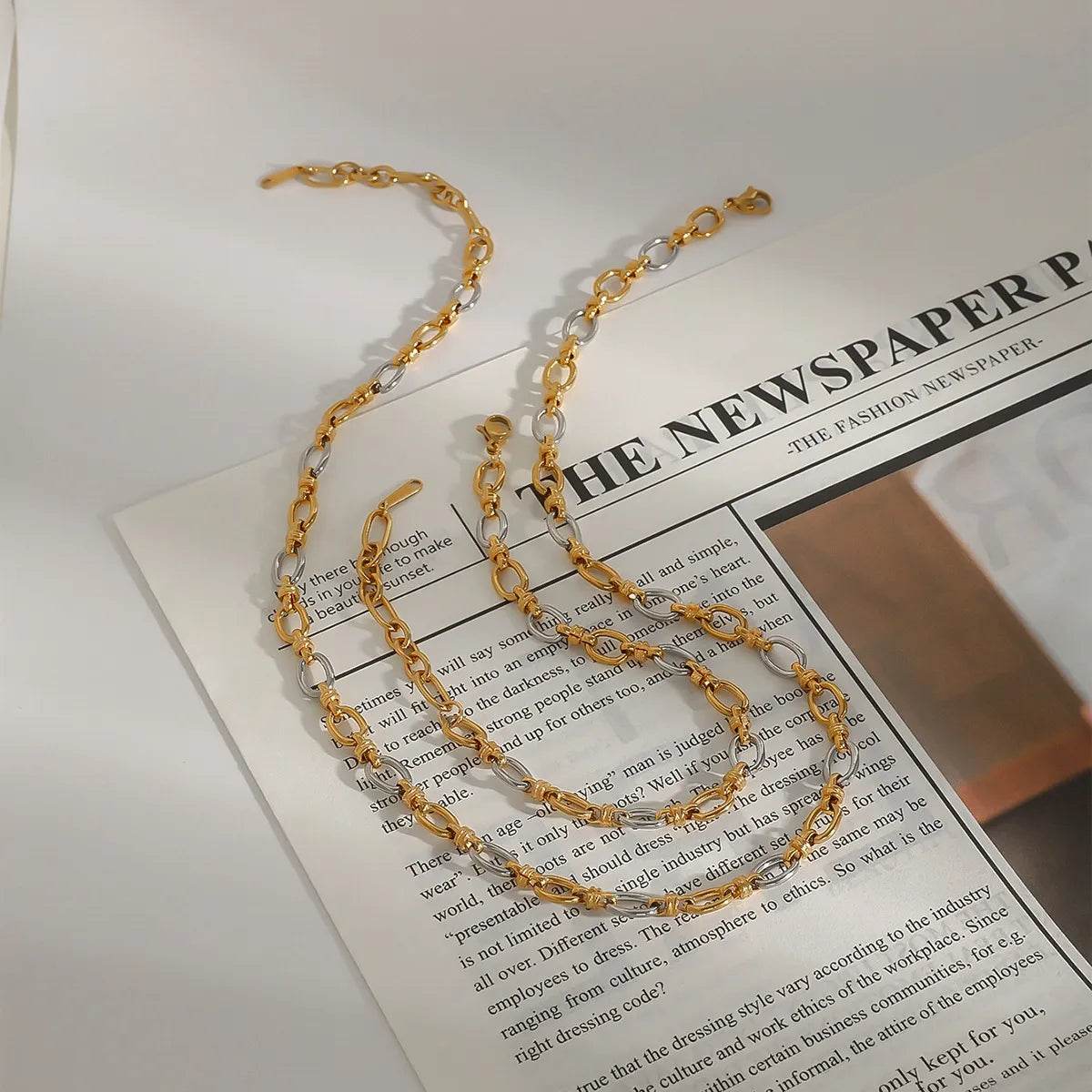 Two-Tone Chain Link Jewelry Set - Tredona LLC