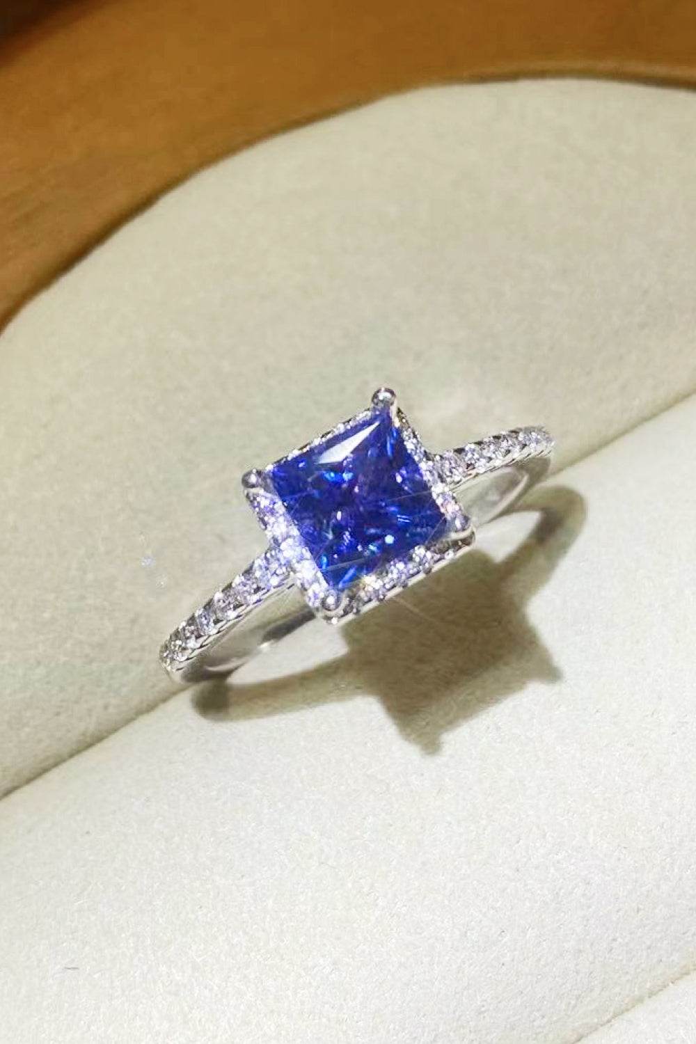1 Carat Moissanite 925 Sterling Silver Square Ring - Tredona LLC