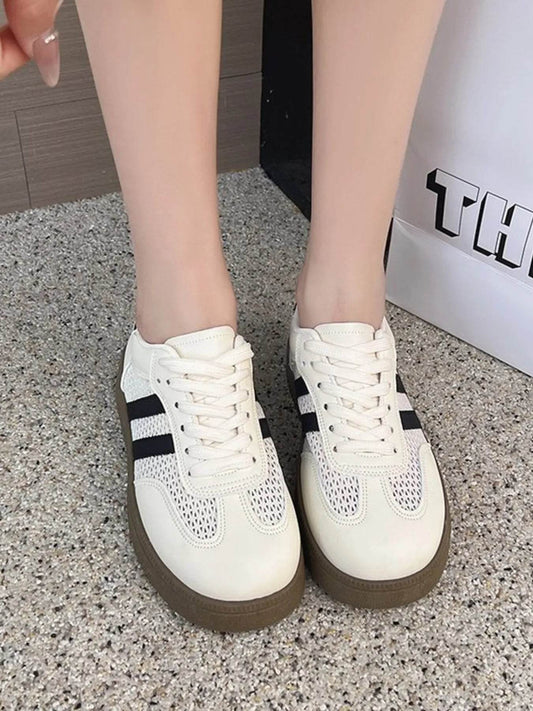 Lace Up Round Toe Platform Sneakers - Tredona LLC