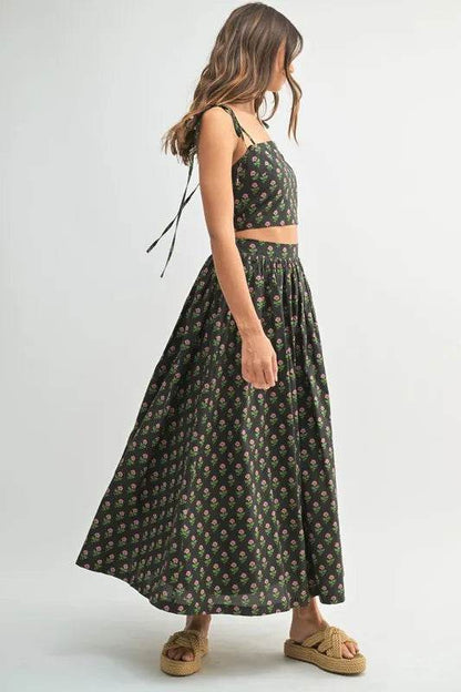 MABLE Floral Crop Top and Skirt Set - Tredona LLC