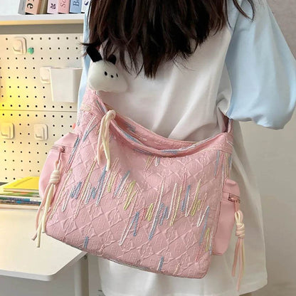 Contrast Texture Shoulder Bag - Tredona LLC