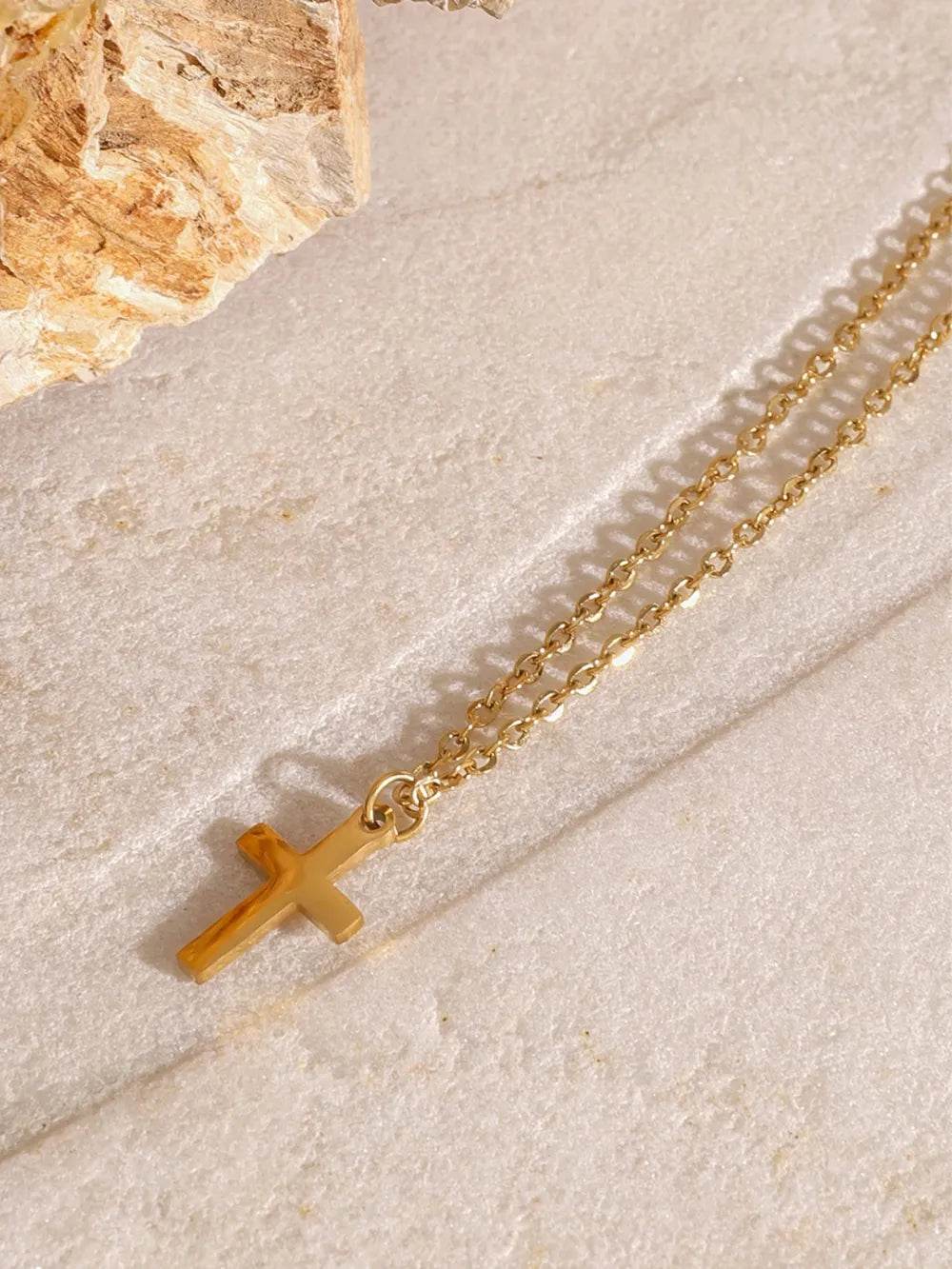 18K Gold-Plated Three-Layered Cross Necklace - Tredona LLC