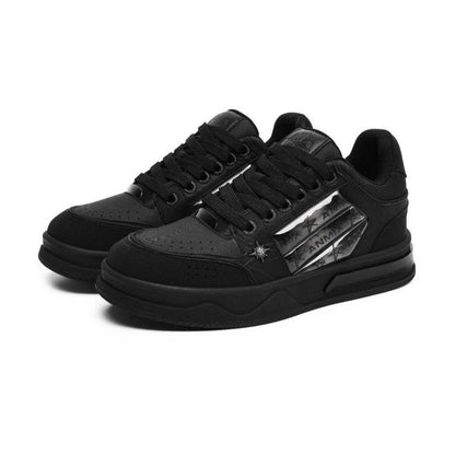Couple's Black All-match National Fashion Platform Star Pattern Sneakers - Tredona LLC